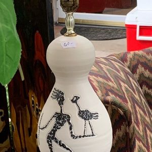 Ceramic African Art Lamp with African Art image.